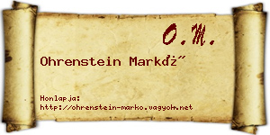Ohrenstein Markó névjegykártya